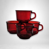 Set of 4 Arcoroc Classique Ruby Red Mugs: Bold and Beautiful Beverage Cups