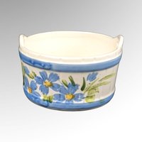 Vintage FTDA Wiess Hand-Painted Blue Floral Planter 