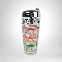Vintage Glass Drink Shaker with Recipes