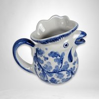 Pair of Vintage Blue and Green Chicken Creamers