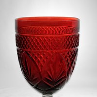 Vintage Ruby Red Water Goblets | Set of 4 | 8" Tall | Elegant Tableware | Cristal D'Arques Durand |  French Glass