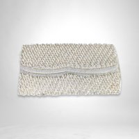 Vintage White Beaded Clutch