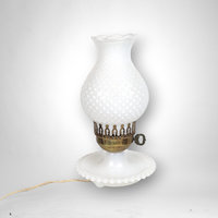 Vintage MCM Milk Glass Hobnail Lamp