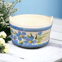 Vintage FTDA Wiess Hand-Painted Blue Floral Planter 