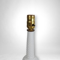 Pair of Vintage Mid Century Milk Glass Hobnail Table Lamps - Shades Not Included