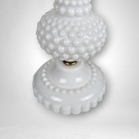 Pair of Vintage Mid Century Milk Glass Hobnail Table Lamps - Shades Not Included