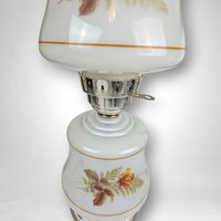 Vintage Double Light Hurricane Lamp with Painted Roses