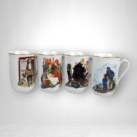 1985 Norman Rockwell 4 Piece Collector Mug Set