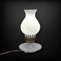 Vintage MCM Milk Glass Hobnail Lamp