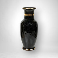 The Art of Chokin 8" Black Ceramic Vase