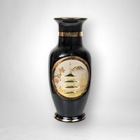 The Art of Chokin 8" Black Ceramic Vase