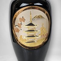 The Art of Chokin 8" Black Ceramic Vase