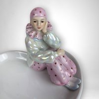 1992 San Francisco Music Box Pierrot Clown Heart-Shaped Musical Dish - Whimsical Melodies and Charm