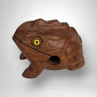 Vintage Carved Wooden Frog Percussion Instrument (Missing Pole)