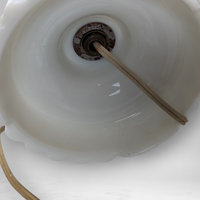 Vintage MCM Milk Glass Hobnail Table Lamp, No Shade