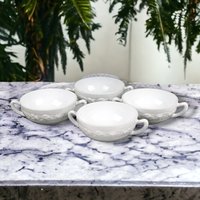 Set of 4 Anchor Hocking Vitrock Glass Cream Soup Bowl, Depression Glass