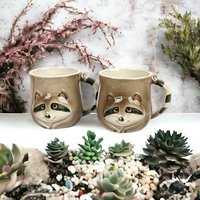 Charming Vintage Fitz and Floyd Raccoon Mugs - Set of 2