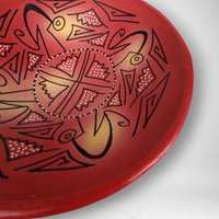 Vintage Red Hand Painted Decorative Bowl