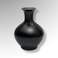 Shibata Japan Black Floral Porcelain Vase