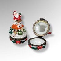 Vintage Santa Ceramic Trinket Boxes 
