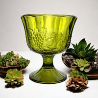 Vintage Indiana Glass Compote, Choose Green or Black