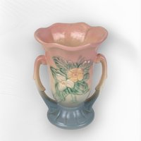 Vintage Hull Pottery Wildflower Blue and Pink 5 1/2" Double Handled Vase - Classic Floral Elegance