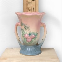 Vintage Hull Pottery Wildflower Blue and Pink 5 1/2" Double Handled Vase - Classic Floral Elegance
