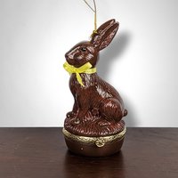 Ceramic Brown Bunny Trinket Box Ornament - Whimsical Holiday Decor