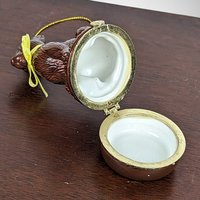 Ceramic Brown Bunny Trinket Box Ornament - Whimsical Holiday Decor