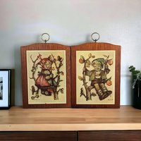 Pair of Vintage Hummel Prints on Wood, Your Choice