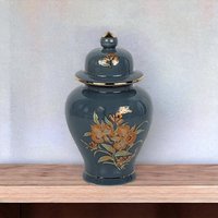 Hand-Painted Floral Ceramic Jar