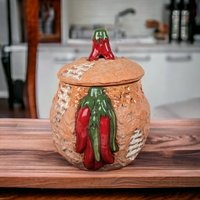 Milagro Pottery Southwestern Canister with Peppers Design