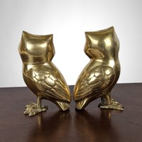 Vintage Pair of Brass Owl Figurines