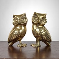 Vintage Pair of Brass Owl Figurines