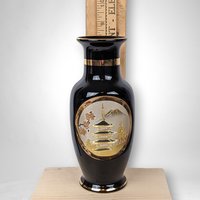 The Art of Chokin 8" Black Ceramic Vase