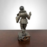 Charming Antique Metal Pierrot Clown Sculpture/Figurine