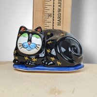 Vintage Milson and Louis Hand Painted Cat Trinket Box - Feline Elegance for Collectors