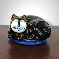 Vintage Milson and Louis Hand Painted Cat Trinket Box - Feline Elegance for Collectors