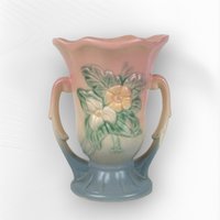 Vintage Hull Pottery Wildflower Blue and Pink 5 1/2" Double Handled Vase - Classic Floral Elegance