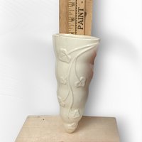 Pair of Vintage McCoy Cream Ivy Wall Pockets with Inserts