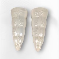 Pair of Vintage McCoy Cream Ivy Wall Pockets with Inserts