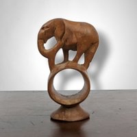 Set of 4 Hand Carved Animal Napkin Rings from Congo