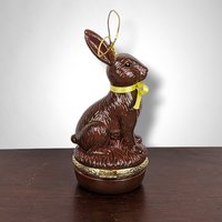 Ceramic Brown Bunny Trinket Box Ornament - Whimsical Holiday Decor