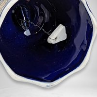 Cobalt Blue Ceramic Asian-Style Bell with Peacock Design - Artistic Home Decor