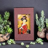 Vintage Asian Style 13 x 18" Shadowbox Wall Hanging - Artful Decor Accent
