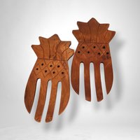 Pineapple Shaped Wooden Salad Utensils