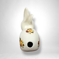 Vintage Bunny Shaped Cotton Ball Dispenser with Floral Motif