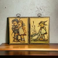 Pair of Vintage Hummel Prints on Wood, Your Choice