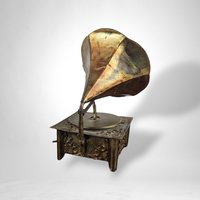 Vintage Metal Gramophone Music Box