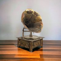 Vintage Metal Gramophone Music Box